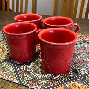 ❤️ Fiestaware set of 4 red mugs